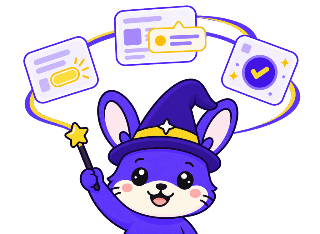 The GlowTour.js wizard mascot guiding three product tour steps